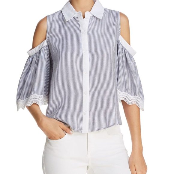 BB Dakota Jager Striped Cold-Shoulder Blouse - Picture 8 of 9